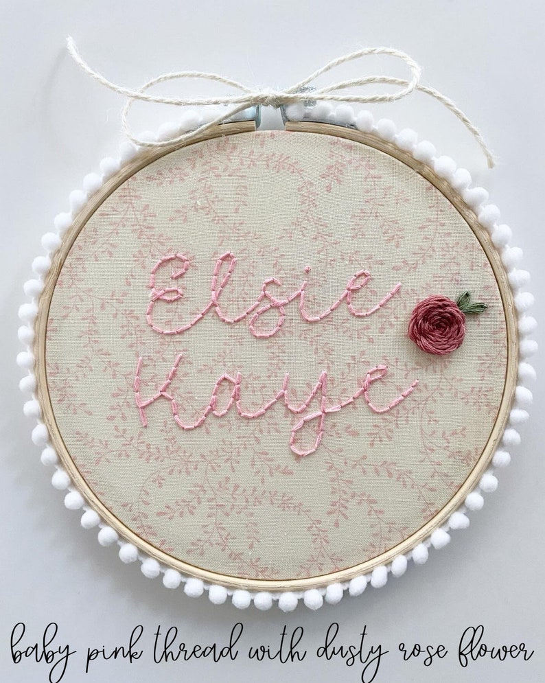 Floral Embroidery Name Hoop 6 Inch/Baby Announcement/Newborn gift/Baby Shower Gift/Custom Baby Gift/Baby Name Reveal/Baby Name Embroidery image 10