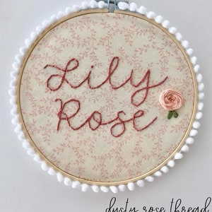 Floral Embroidery Name Hoop 6 Inch/Baby Announcement/Newborn gift/Baby Shower Gift/Custom Baby Gift/Baby Name Reveal/Baby Name Embroidery image 7