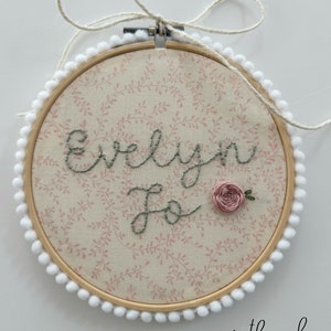 Floral Embroidery Name Hoop 6 Inch/Baby Announcement/Newborn gift/Baby Shower Gift/Custom Baby Gift/Baby Name Reveal/Baby Name Embroidery image 6