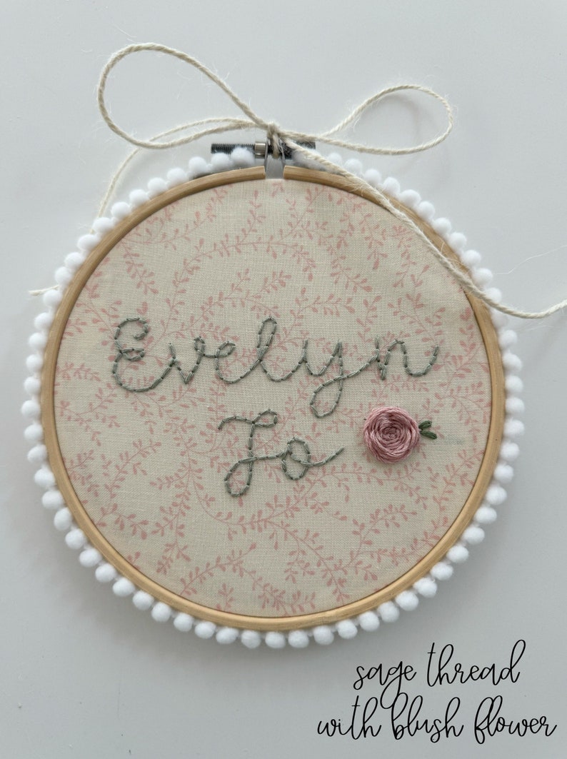 Floral Embroidery Name Hoop 6 Inch/Baby Announcement/Newborn gift/Baby Shower Gift/Custom Baby Gift/Baby Name Reveal/Baby Name Embroidery image 6