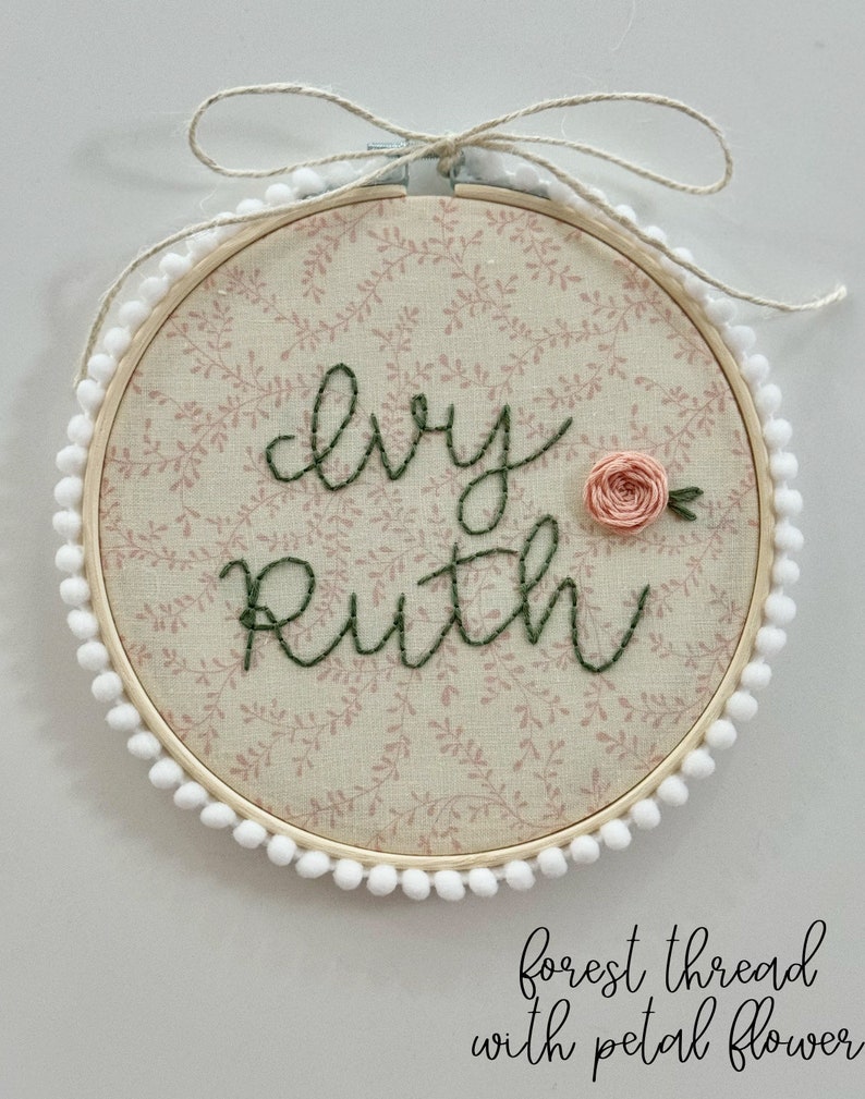 Floral Embroidery Name Hoop 6 Inch/Baby Announcement/Newborn gift/Baby Shower Gift/Custom Baby Gift/Baby Name Reveal/Baby Name Embroidery image 1