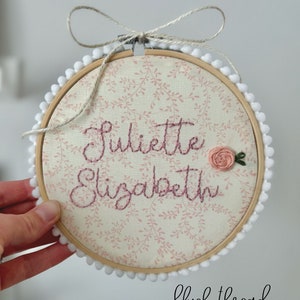 Floral Embroidery Name Hoop 6 Inch/Baby Announcement/Newborn gift/Baby Shower Gift/Custom Baby Gift/Baby Name Reveal/Baby Name Embroidery image 8