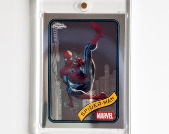 2025 Topps Chrome Marvel Spider-Man Card #101 presented in a new clear display case