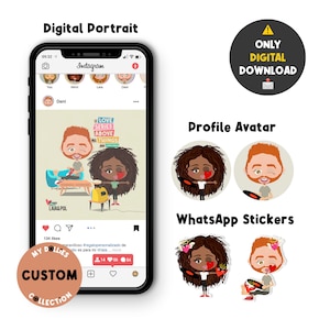 パーソナライズされたデジタルポートレート、WhatsAppの理想のカップル向けのアバターとステッカーのパック
