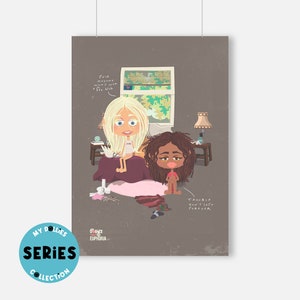 Illustration Euphoria Fan Art, Poster Jules and Rue, Wall Decoration, Tribute TV series
