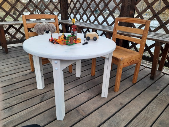 Round Table Adjustable Height 3 Positions for Child 1-7 Year | Etsy