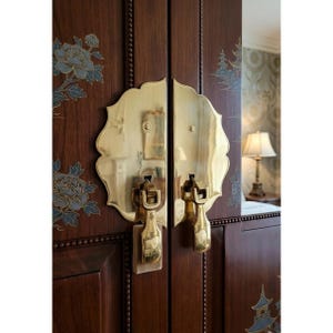 Keeler Brass Co Chinoiserie Campaign Back Plate Left Right Drawer Cabinet Pulls