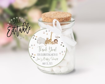 Boho Safari Gift Tag: Baby Shower Favor Thank You (Printable)