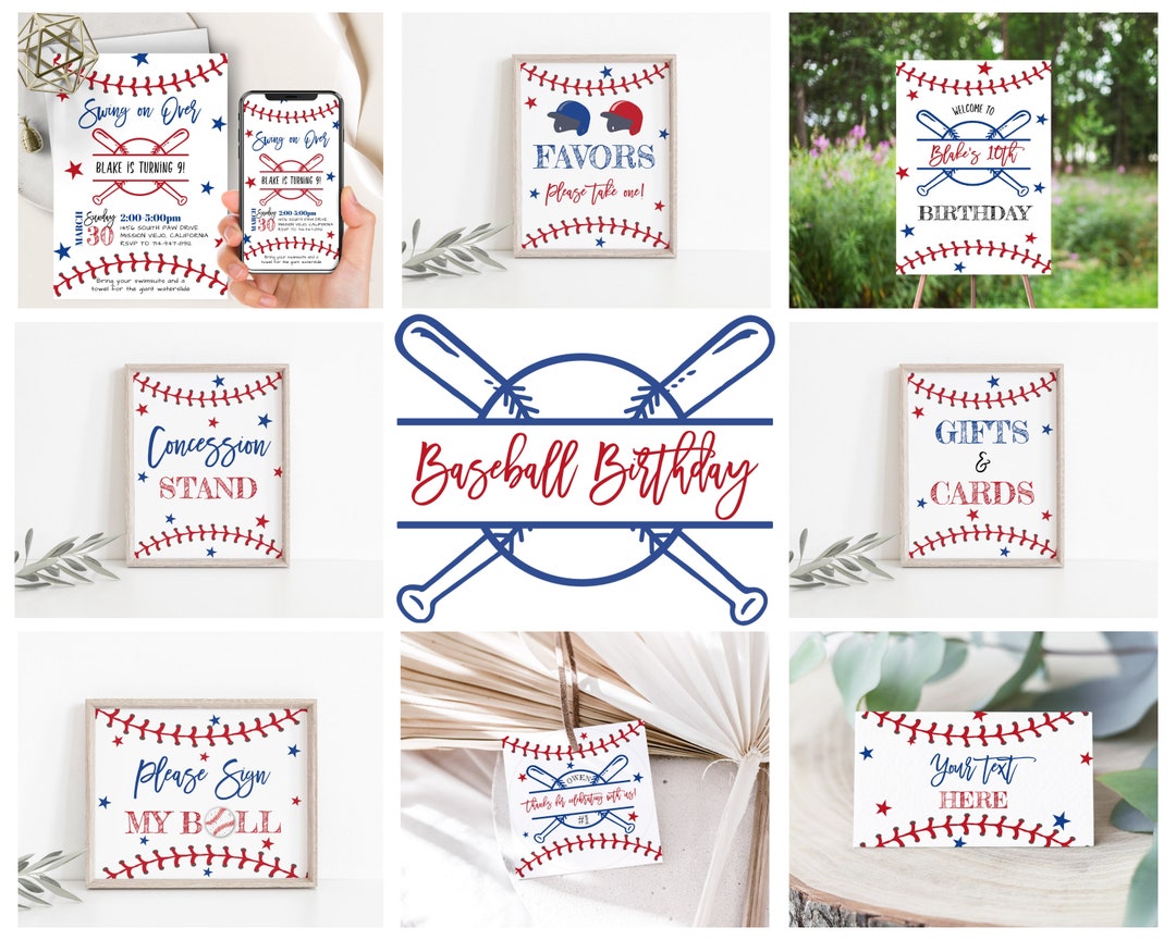 Baseball Birthday Party Bundle, Swing on Over, ANY Age, Softball ...