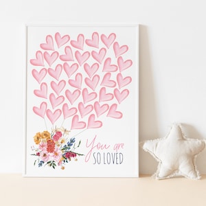Libro de visitas exclusivo de flores silvestres, 36 corazones de acuarela rosa, cartel del libro de visitas de Baby In Bloom, baby shower, flores coloridas, vibrante, boho