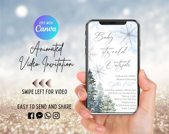 Winter Wonderland Baby Shower Animated Video Invitation: Blue Snowflakes