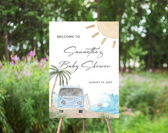Surf's Up Baby Shower Welcome Sign: Vintage Bus (Digital Download)