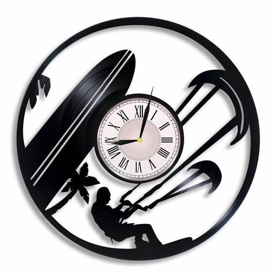 Kitesurf sport horloge murale en vinyle art du kitesurf cadeau de kitesurf pour toute occasion Etsy France