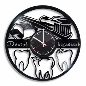 Vinyl Record 12" Dental Hygiene Clock, Dentist Wall Clock