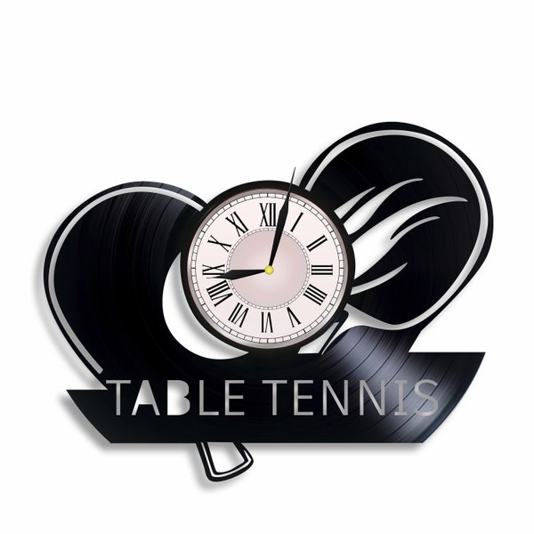 Tennis de table horloge murale en vinyle, Tennis de table Formation pour l’art sportif, Boutique de tennis de table cadeau amoureux pour toute occasion