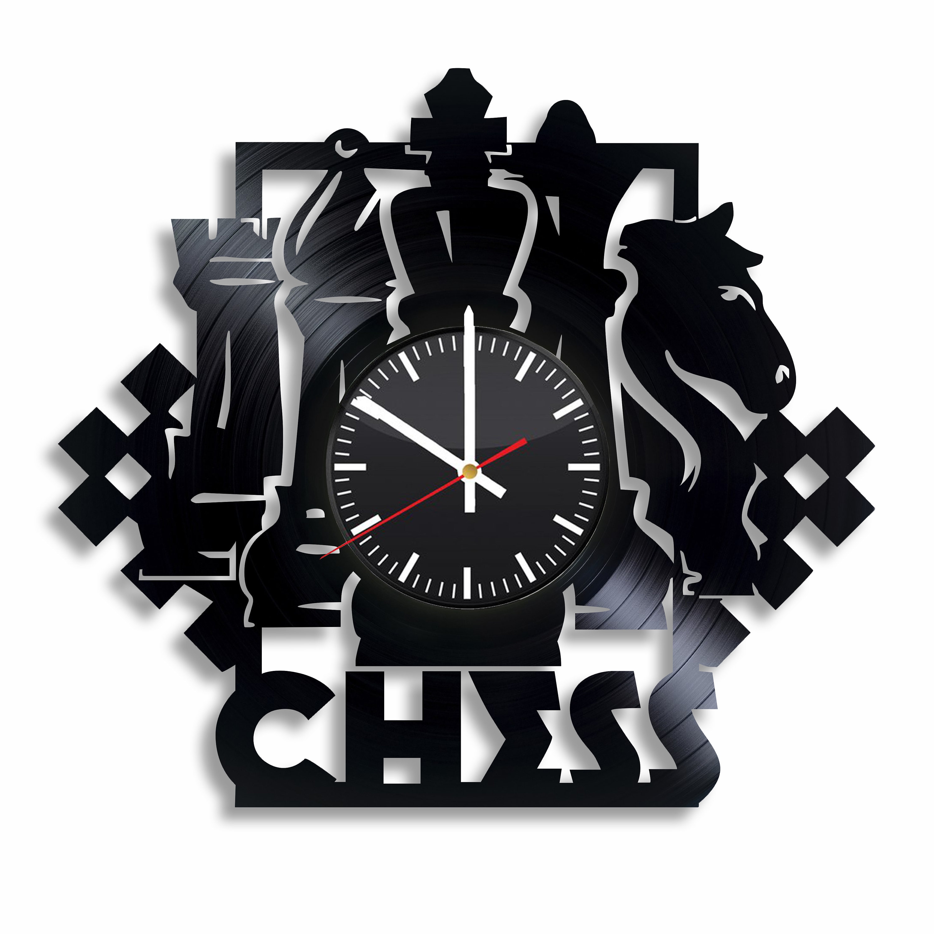 Chess Pieces Art Clock Chess Art, Board Game Wall Decor, Board Game