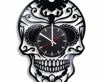 Dia De Los Muertos Decor, Skull Clock, day of the dead wedding, skull wall decor, day of the dead mask, day of the dead wall art