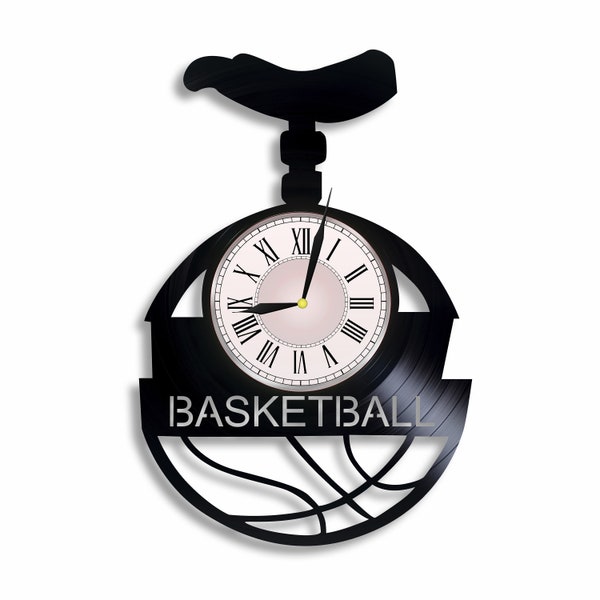 Upcycling basketball Sport horloge murale en vinyle, Upcycling basketball art, Upcycling basketball cadeau amoureux pour toute occasion