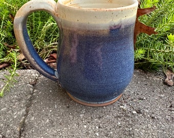 Handmade Stoneware Coffee Mug: Blue Purple Latte Mug, Studio Pottery