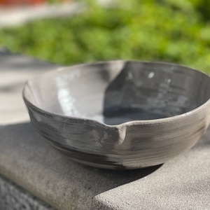 Soda Fired Pottery Salad Bowl |Black Marbled Porcelain Fruit Bowl|Ceramic Salad Bowl| Pottery Serving Dish
