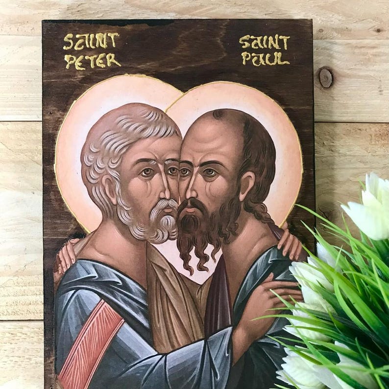 Handmade Greek Orthodox Icon of Saints Peter and Paul | Byzantine ...
