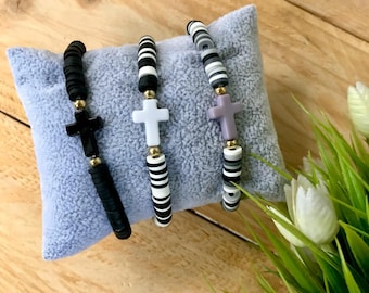 Cross Bracelet Set: Unisex Christian Beaded Jewelry (Set of 3)