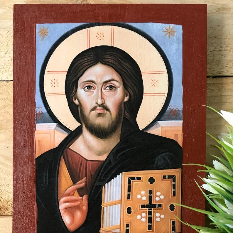 Jesus Christ of Sinai Handmade Wooden Greek Orthodox Icon / Handmade ...