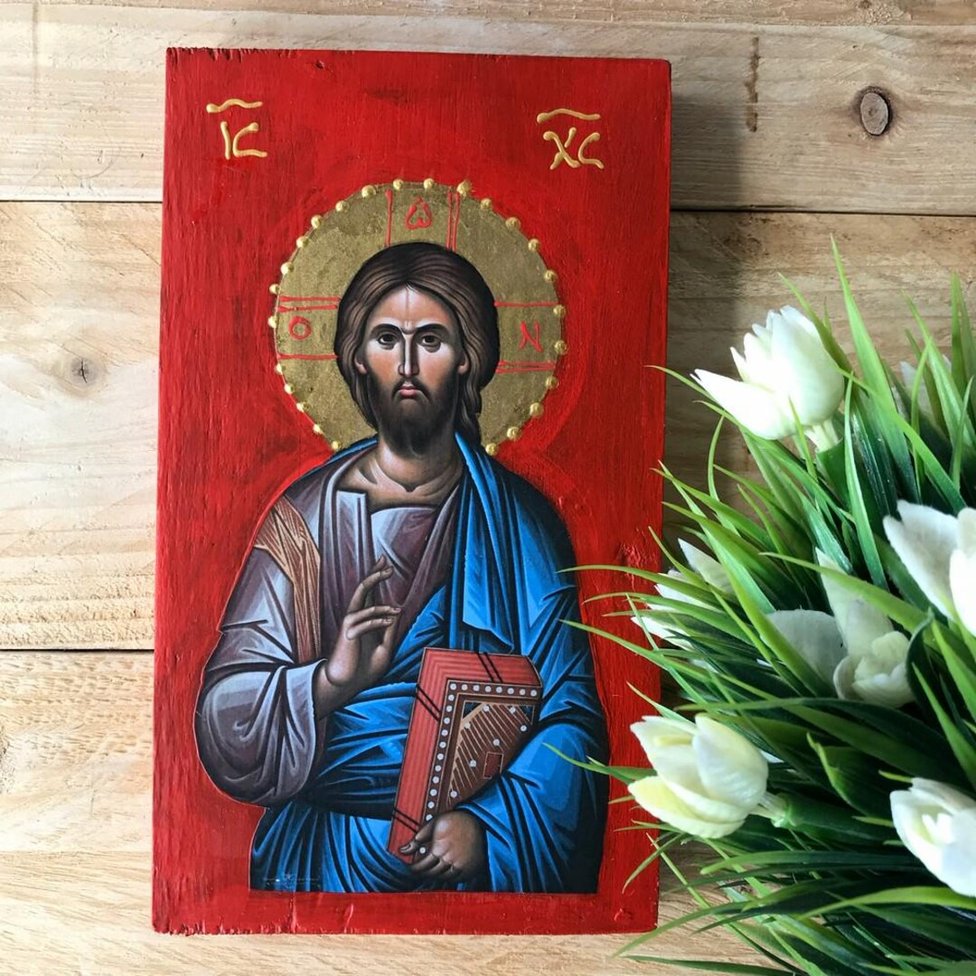 Jesus Christ Blessing Handmade Orthodox Icon – Byzantine Wall Art on ...