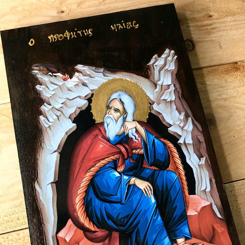 Handmade Wooden Icon Of Prophet Elijah Orthodox Christian Wall Art handmade-wooden-icon-of-prophet-elijah-orthodox-christian-wall-art