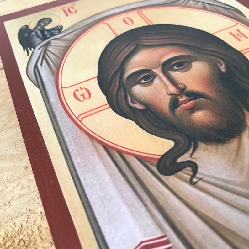 The Holy Napkin / Mandylion Handmade Orthodox Icon – Image of Christ Not Made by Hands – Byzantine Art Wooden Christian Icon