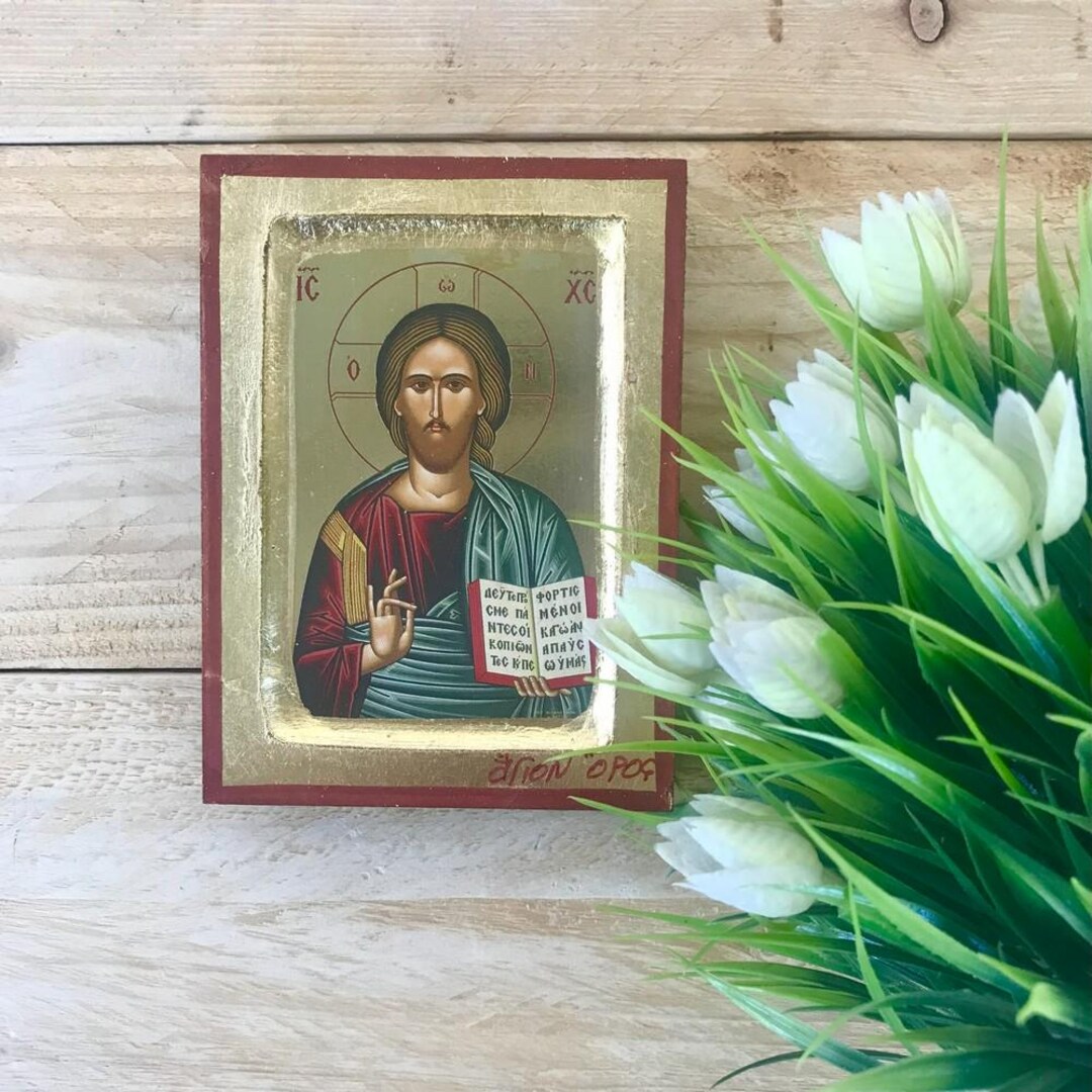 Jesus Christ Blessing Handmade Orthodox Icon – Byzantine Wall Art on ...