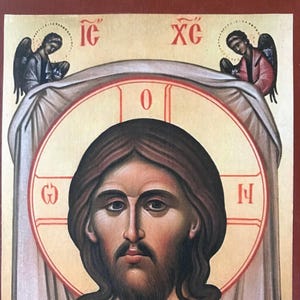 The Holy Napkin / Mandylion Handmade Orthodox Icon – Image of Christ Not Made by Hands – Byzantine Art Wooden Christian Icon
