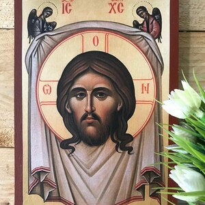 The Holy Napkin / Mandylion Handmade Orthodox Icon – Image of Christ Not Made by Hands – Byzantine Art Wooden Christian Icon
