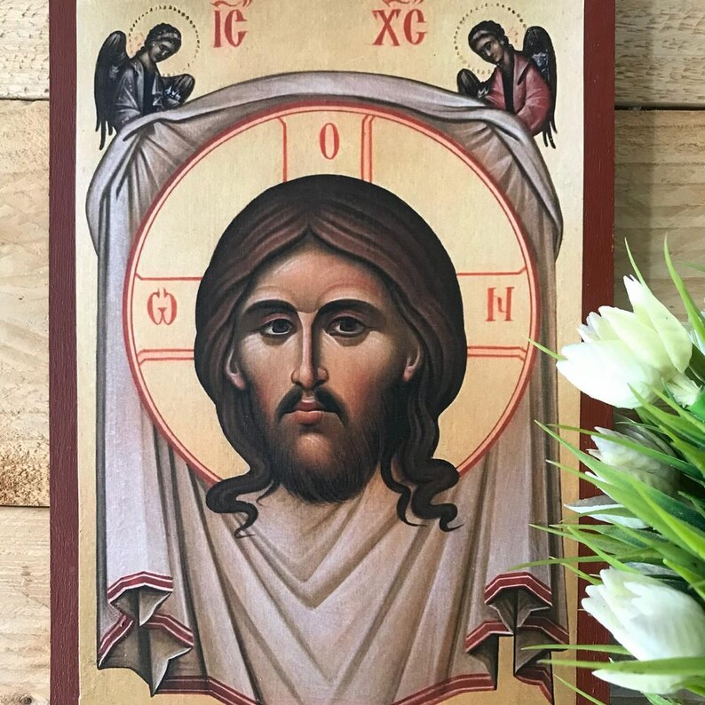 The Holy Napkin / Mandylion Handmade Orthodox Icon – Image of Christ Not Made by Hands – Byzantine Art Wooden Christian Icon