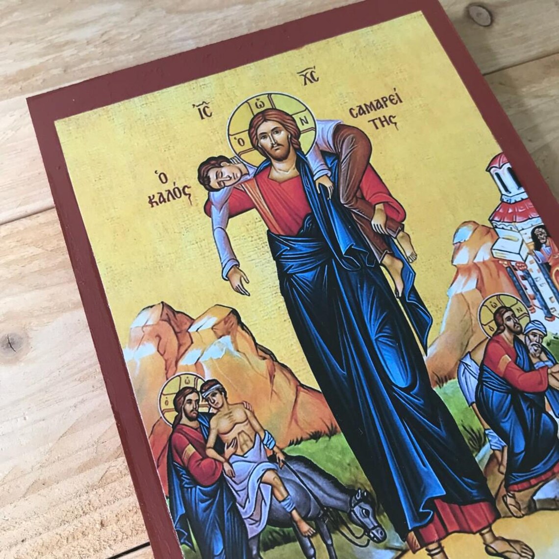 Jesus Christ the Good Samaritan Icon, Christian Wall Art, Parable of ...
