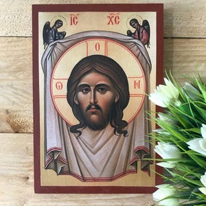 The Holy Napkin / Mandylion Handmade Orthodox Icon – Image of Christ Not Made by Hands – Byzantine Art Wooden Christian Icon