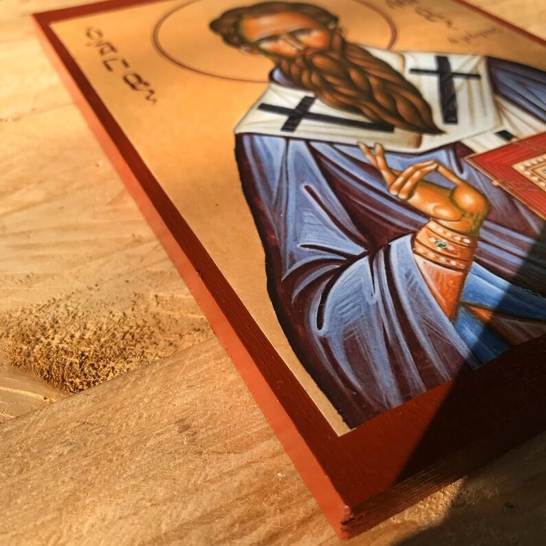 Handmade Wooden Icon of Saint Basil the Great - Orthodox Religious Art ...