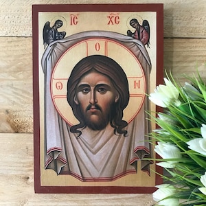 The Holy Napkin / Mandylion Handmade Orthodox Icon – Image of Christ Not Made by Hands – Byzantine Art Wooden Christian Icon