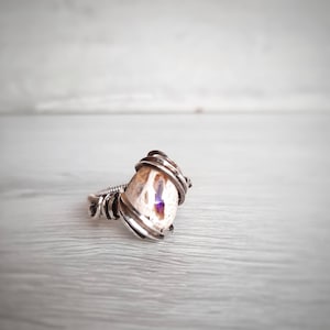 Cantera opal silver ring, wire wrapped rings, opal jewelry, handmade jewelry