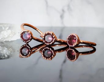 Amethyst rings, purple stone rings, thin rings, crystal healing, copper rings