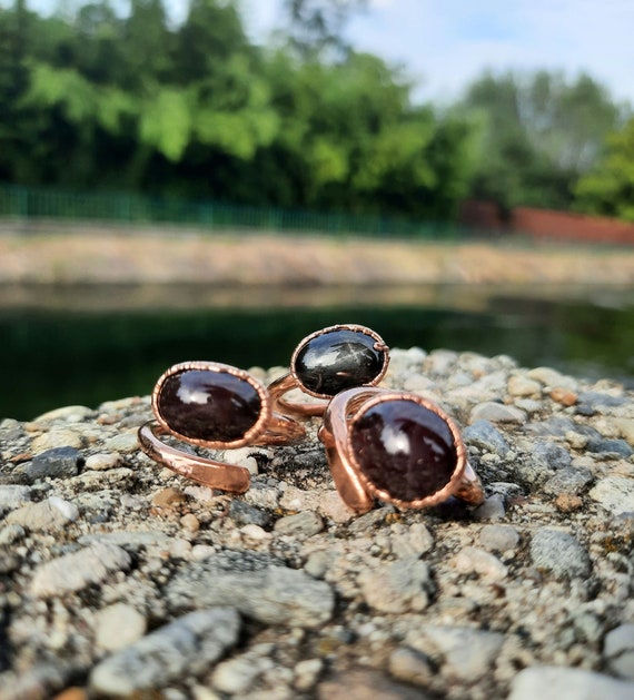 Anillo abierto ajustable con piedras semipreciosas, anillo de