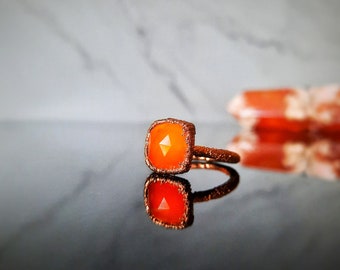 Copper ring with carnelian