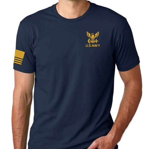 U.S Navy Left Chest logo with US Flag Shirt