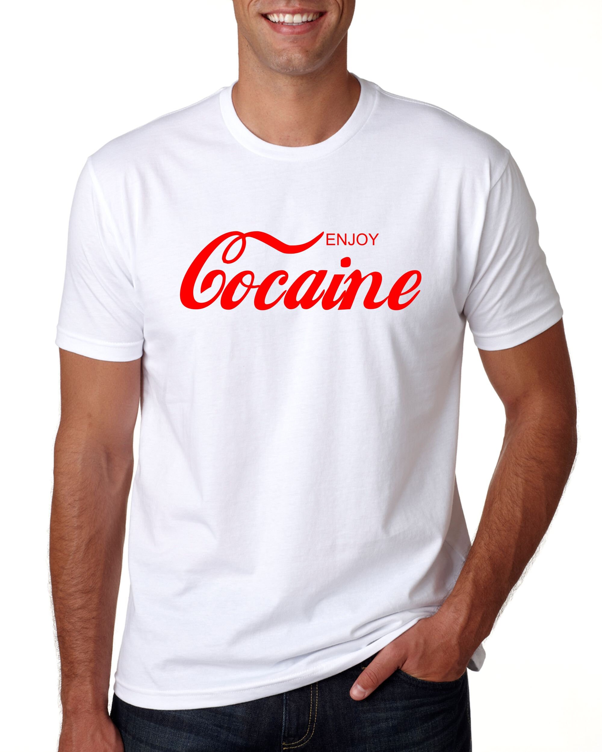 Enjoy Cocaine Parody T-Shirt - Funny Offensive Vulgar Drugs 420 Joke Tee  Shirt
