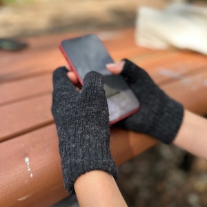 Angora Wool Fingerless Mittens: Unisex Winter Gloves
