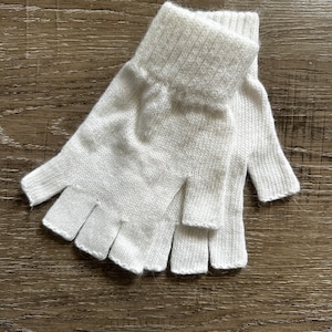 Unisex Angora Wolle Fingerlose Kurze Halbe Finger Winter Handschuhe Weiße Farbe Handschuhe Großes Weihnachtsgeschenk