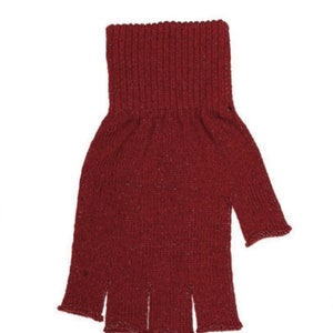 Unisex Angora Wool Fingerless Short Half Finger Winter Gloves Burgundy Color Mittens Great Christmas Gift image 4