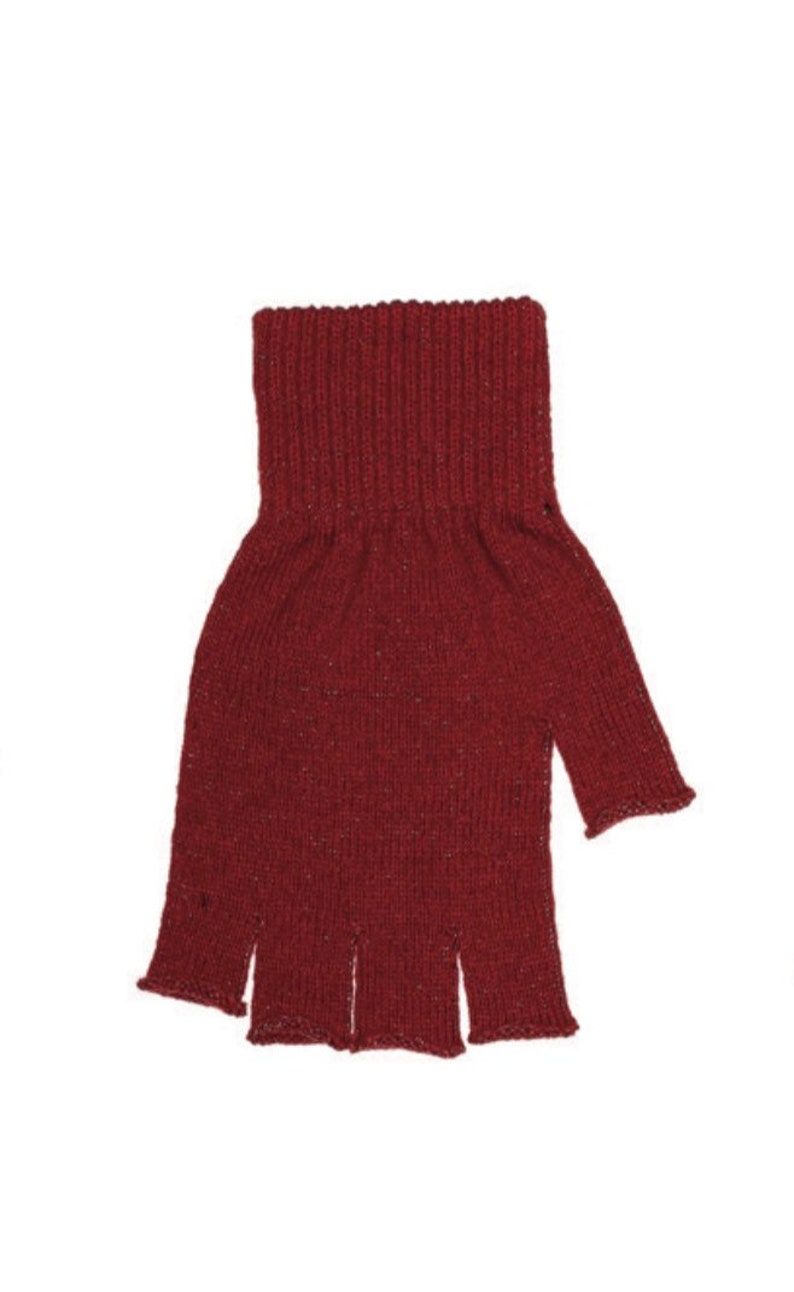 Unisex Angora Wool Fingerless Short Half Finger Winter Gloves Burgundy Color Mittens Great Christmas Gift image 4
