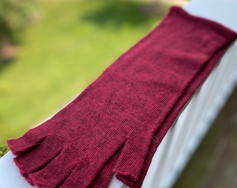 Guantes de punto sin dedos color burdeos: Calentadores de brazos de mezcla de lana de cordero