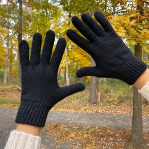 Unisex Angora Wool Over The Wrist Short FullFinger Winter Gloves Black Color Mittens Great Christmas Gift
